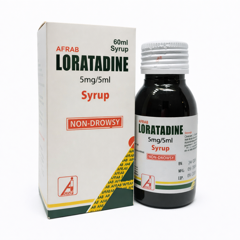 Afrab Loratadine Oral Syrup (Non-Drowsy Antihistamine) 100 ml